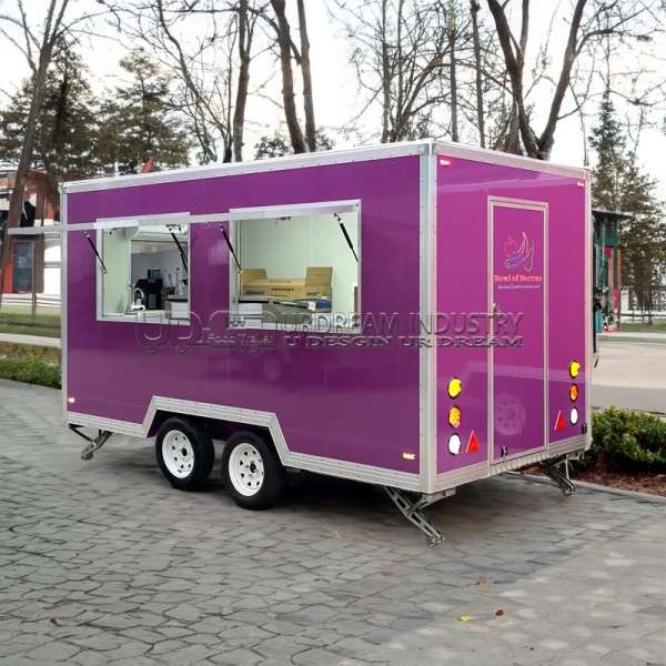 13FT PURPLE DOUBLE WINDOW SQUARE FOOD TRAILER