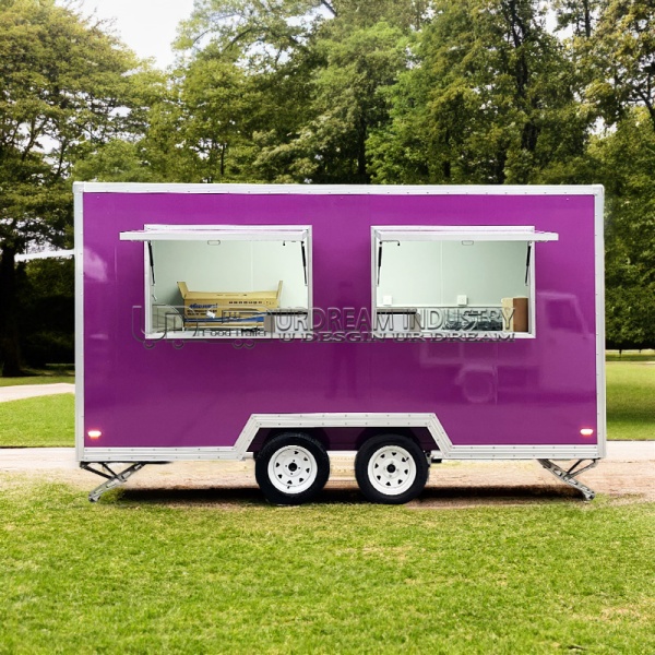 13FT PURPLE DOUBLE WINDOW SQUARE FOOD TRAILER