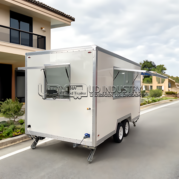 4M WHITE SINGLE WINDOW SQUARE FOOD TRAILER