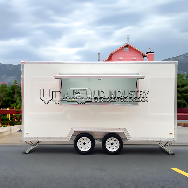 4M WHITE SINGLE WINDOW SQUARE FOOD TRAILER
