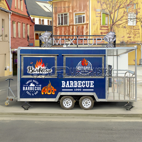 BLUE SQUARE FOOD TRAILER WITH FENCE