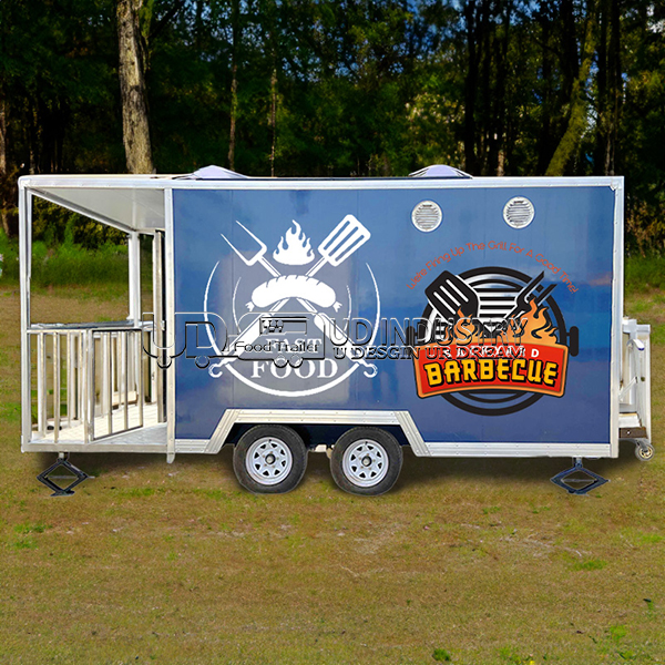BLUE SQUARE FOOD TRAILER WITH FENCE