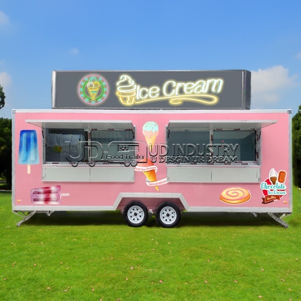 PINK DOUBLE WINDOW SQUARE FOOD TRAILER