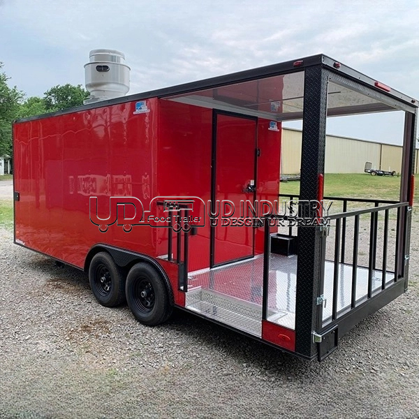 Red Square Food Trailer with Fence