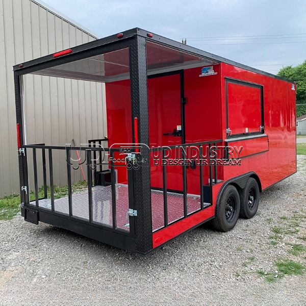Red Square Food Trailer with Fence
