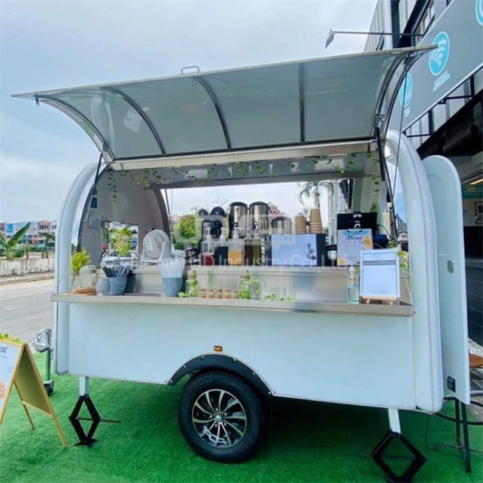WHOTE SMALL ROUND FOOD TRAILER