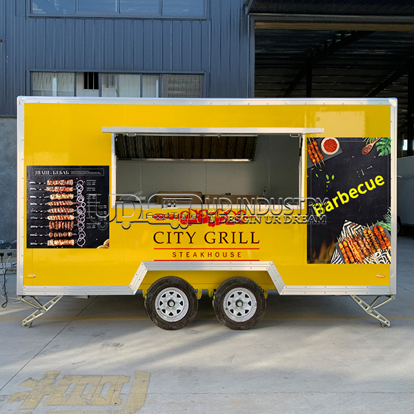 YELLOW BBQ SQUARE FOOD TRAILER