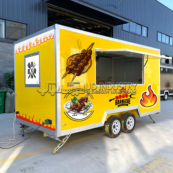 YELLOW BBQ SQUARE FOOD TRAILER