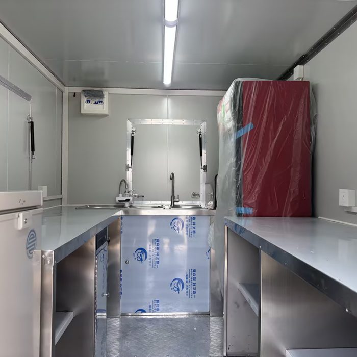 13FT Black Square Food Trailer with Fence for Ice Cream Dessert