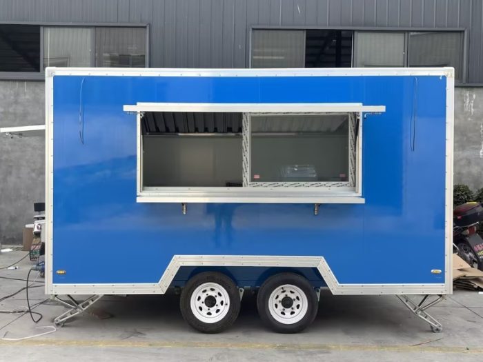 13FT Blue Single Window Square Food Trailer for Street Food Vending