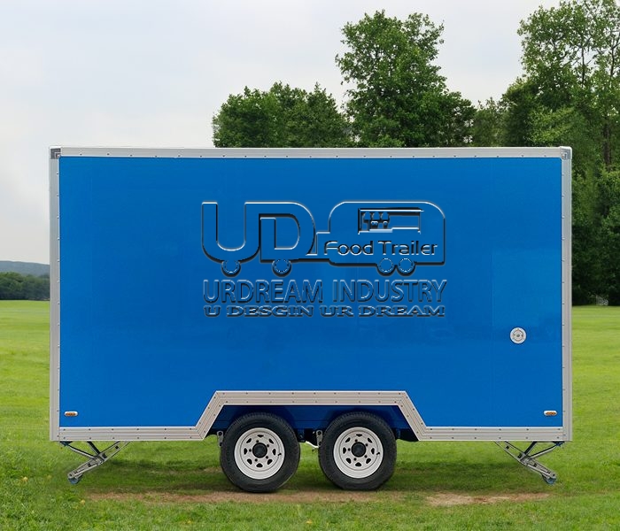 13FT Blue Single Window Square Food Trailer for Street Food Vending