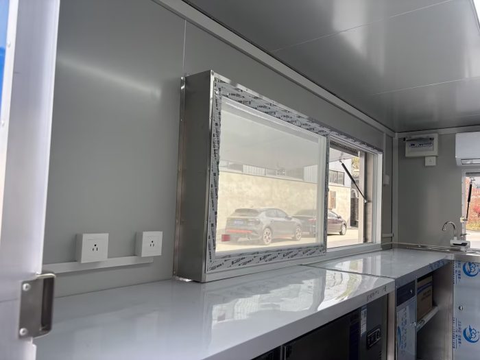 13FT Blue Single Window Square Food Trailer for Street Food Vending