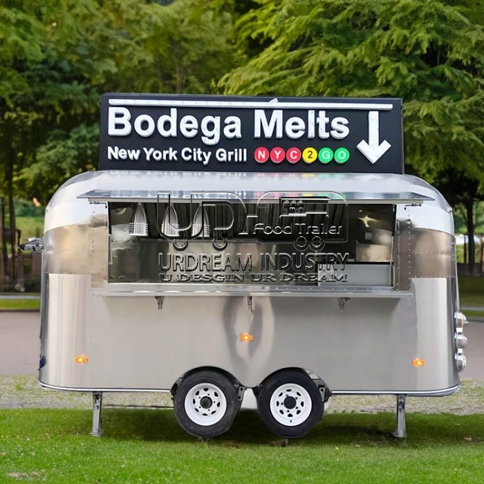 13FT MIRROR AIRSTREAM FOOD TRAILER FOR GRILL