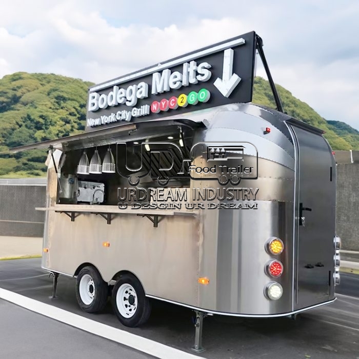 13FT MIRROR AIRSTREAM FOOD TRAILER FOR GRILL
