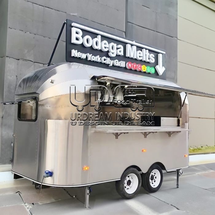 13FT MIRROR AIRSTREAM FOOD TRAILER FOR GRILL