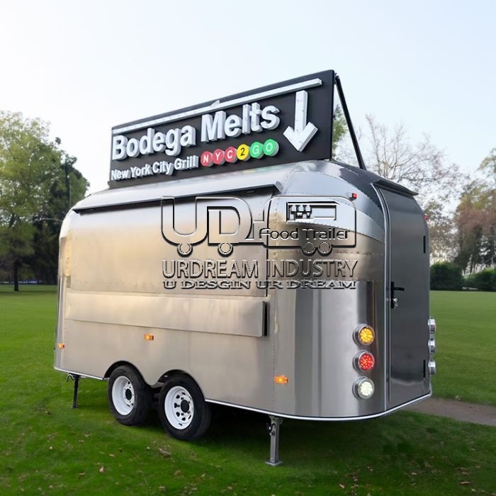 13FT MIRROR AIRSTREAM FOOD TRAILER FOR GRILL