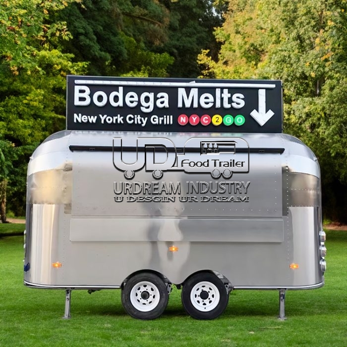 13FT MIRROR AIRSTREAM FOOD TRAILER FOR GRILL