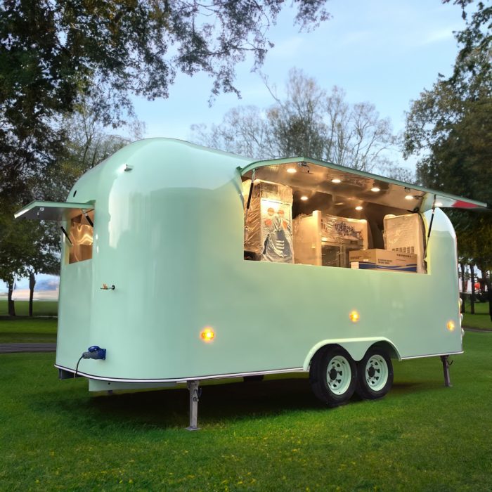 16.5FT Pastel Green Airstream Food Trailer for Catering & Private Functions