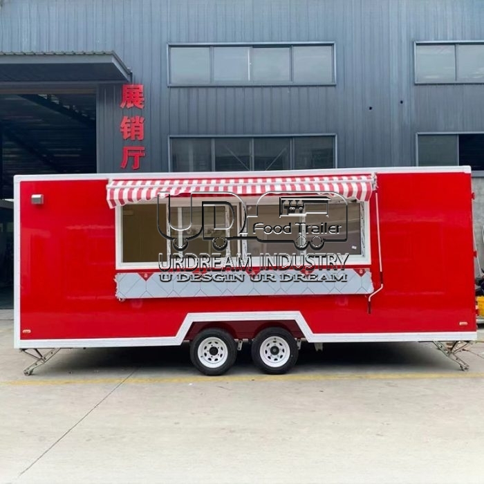 18FT Red Square Food Trailer A Robust and Spacious Mobile Kitchen Solution