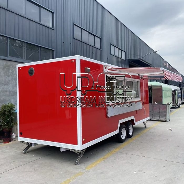 18FT Red Square Food Trailer A Robust and Spacious Mobile Kitchen Solution