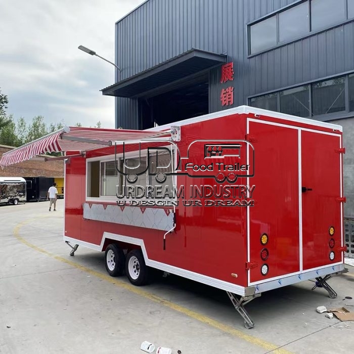 18FT Red Square Food Trailer A Robust and Spacious Mobile Kitchen Solution