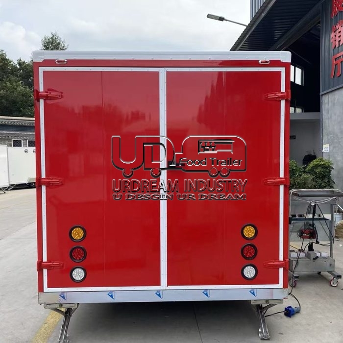 18FT Red Square Food Trailer A Robust and Spacious Mobile Kitchen Solution