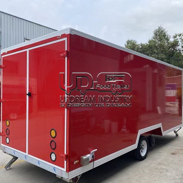 18FT Red Square Food Trailer A Robust and Spacious Mobile Kitchen Solution