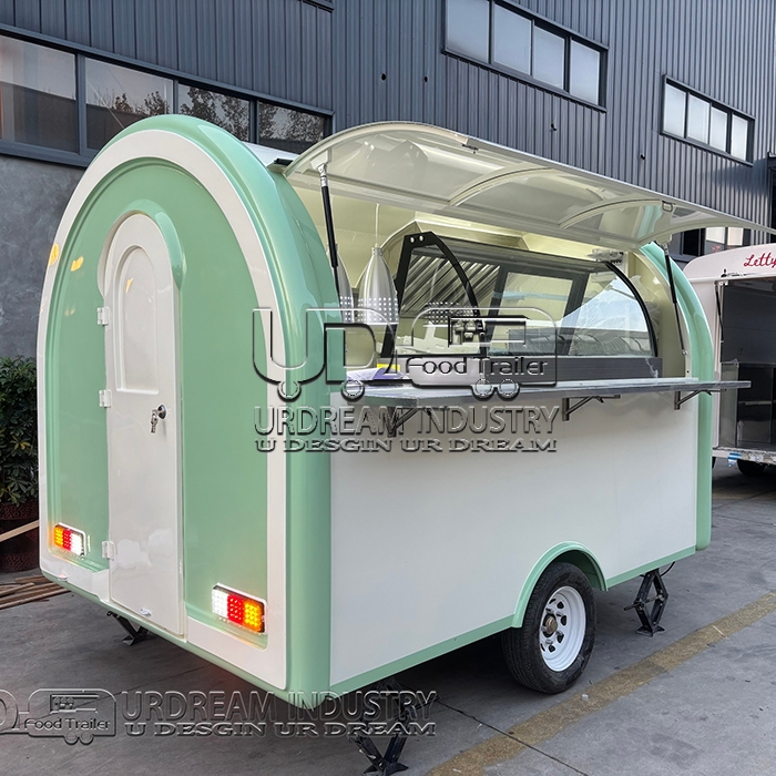 10FT Light Green and White Small Round Food Trailer