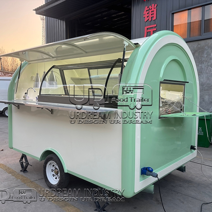 10FT Light Green and White Small Round Food Trailer