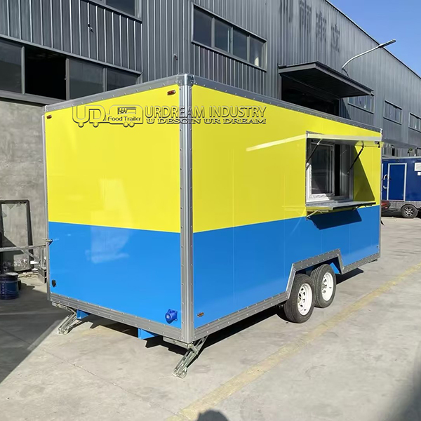16FT YELLOW AND BLUE SQUARE FOOD TRAILER