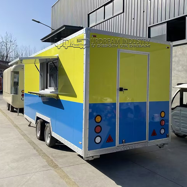 16FT YELLOW AND BLUE SQUARE FOOD TRAILER