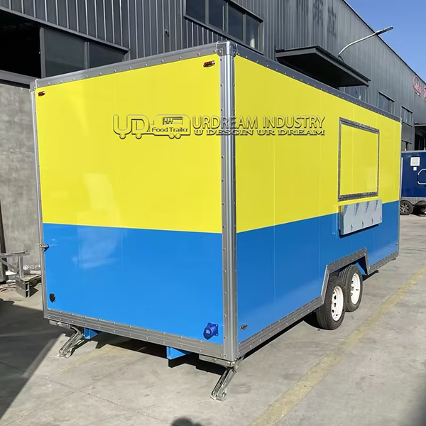 16FT YELLOW AND BLUE SQUARE FOOD TRAILER