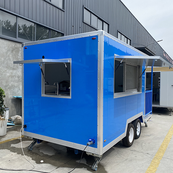13FT BLUE SINGLE WINDOW SQUARE FOOD TRAILER