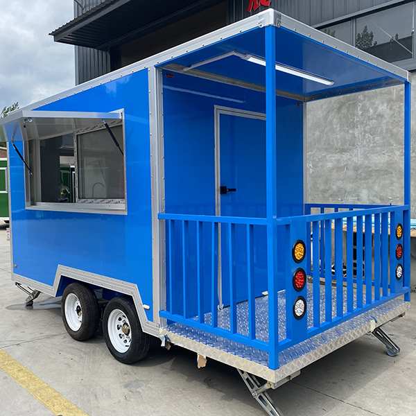 13FT BLUE SINGLE WINDOW SQUARE FOOD TRAILER