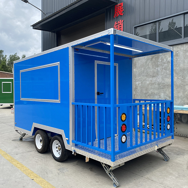 13FT BLUE SINGLE WINDOW SQUARE FOOD TRAILER