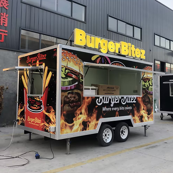 13FT Full Sticker Square Food Trailer with LED