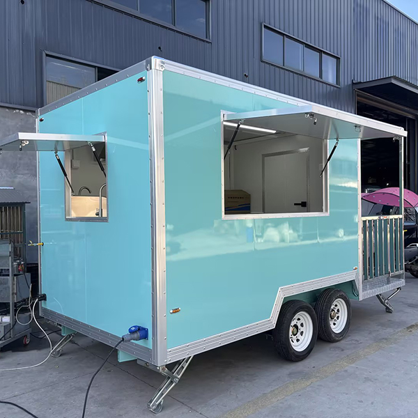 13FT Light Blue Square Food Trailer with Fence
