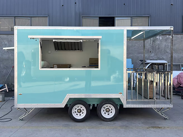 13FT Light Blue Square Food Trailer with Fence