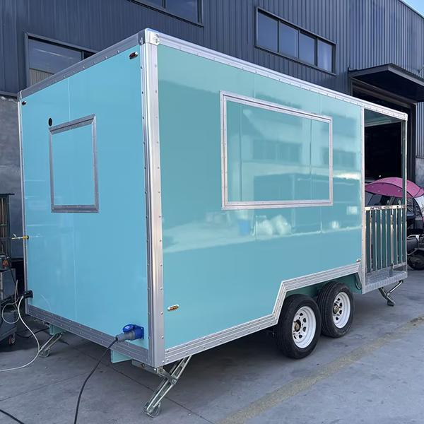 13FT Light Blue Square Food Trailer with Fence