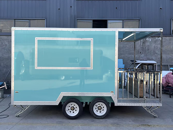 13FT Light Blue Square Food Trailer with Fence