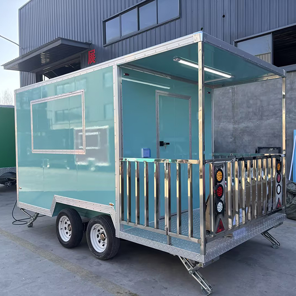 13FT Light Blue Square Food Trailer with Fence