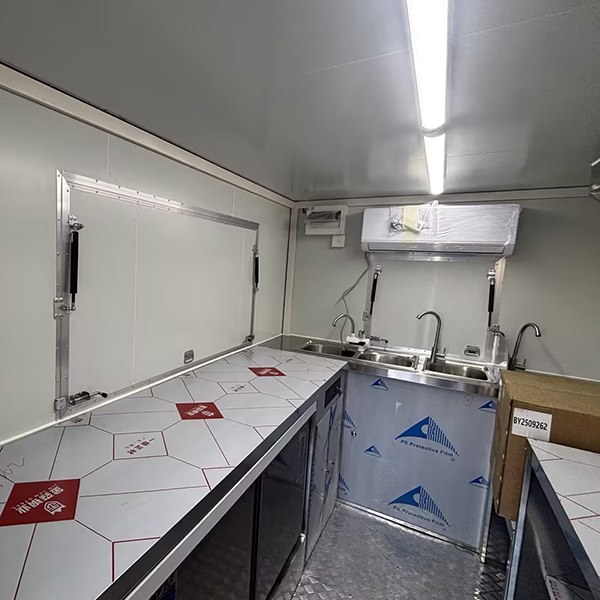 13FT Light Blue Square Food Trailer with Fence