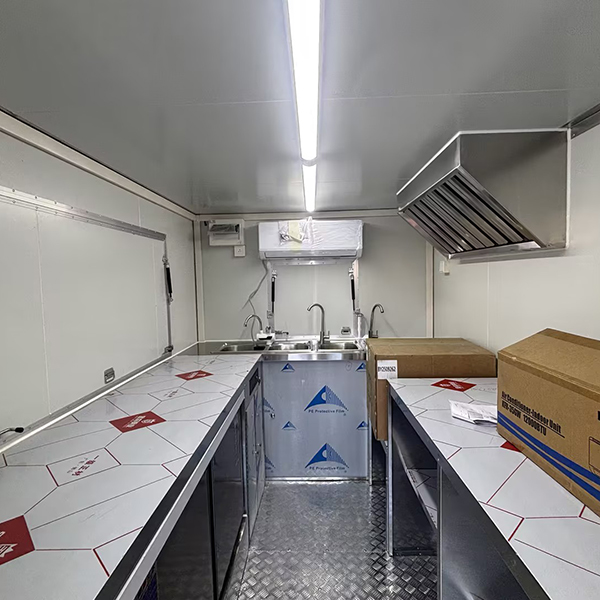 13FT Light Blue Square Food Trailer with Fence