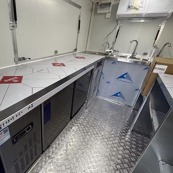 13FT Light Blue Square Food Trailer with Fence