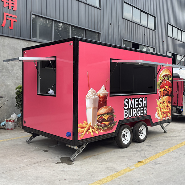 13FT Pink Single Window Square Food Trailer