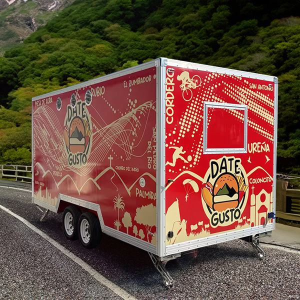 13FT RED Full STICKER SQUARE FOOD TRAILER