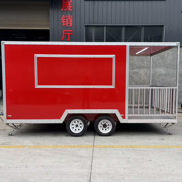 13FT RED SQUARE FOOD TRAILER WITH FENCE