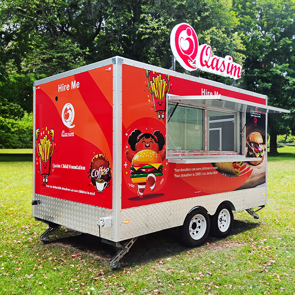 13FT RED STICKER SQUARE FOOD TRAILER