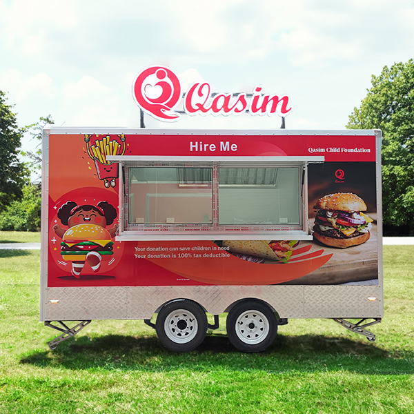 13FT RED STICKER SQUARE FOOD TRAILER