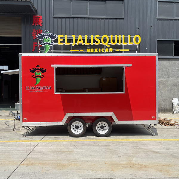 13FT RED STICKER SQUARE FOOD TRAILER WITH LED